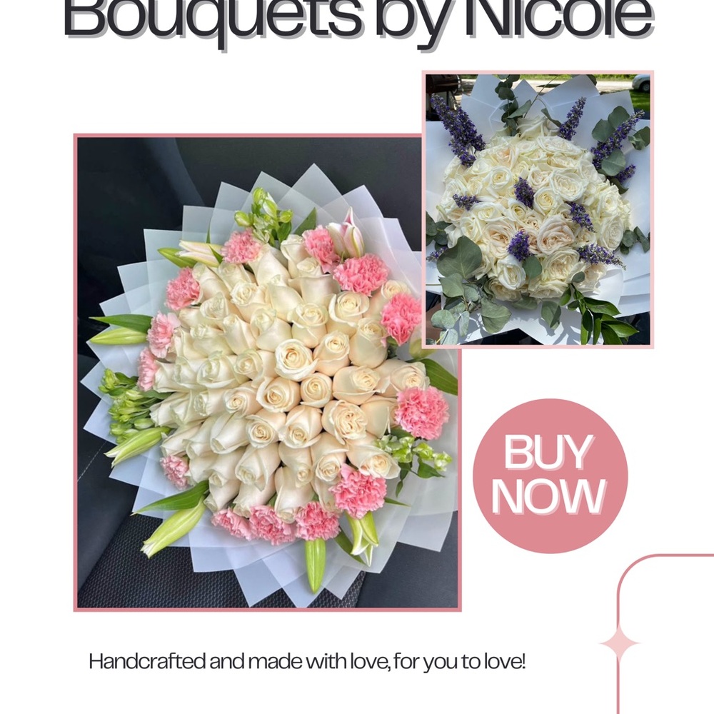 Elegant Cream and Pink Rose Bouquet